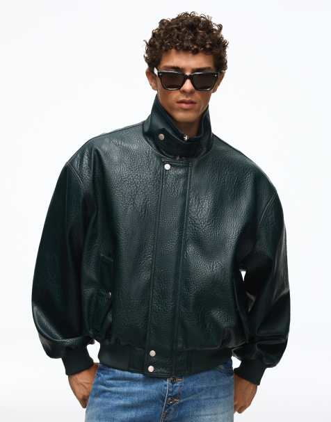 Bershka giacca in pelle sintetica verde - view 1