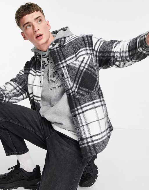 Bershka Giacca nera a quadri ASOS