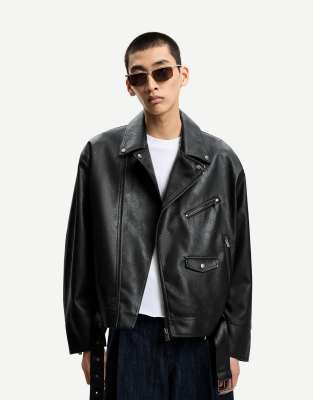 Bershka - Giacca nera effetto pelle - view 1