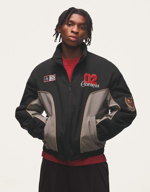 Bershka - Giacca nera stampata con zip, 6 di 7