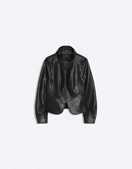 Bershka giacca peplum effetto pelle nera, 6 di 6