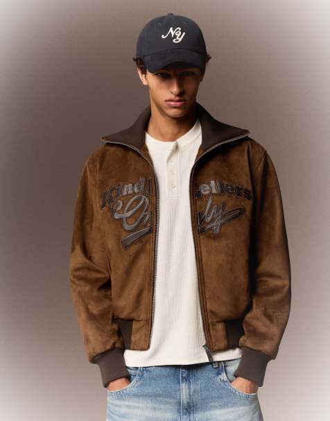 Bershka - Giacca rétro in camoscio sintetico marrone - view 1