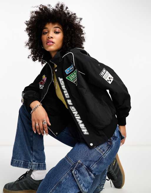 Bershka - Giacca sportiva stile motociclista nera