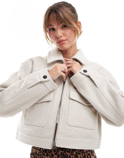 Bershka - Giacca squadrata color sabbia in lana