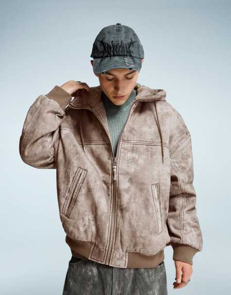 Bershka - Giacca squadrata marrone con cappuccio - view 1