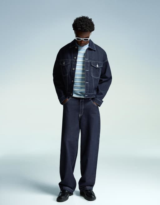 Bershka Giacca trucker in denim blu ASOS