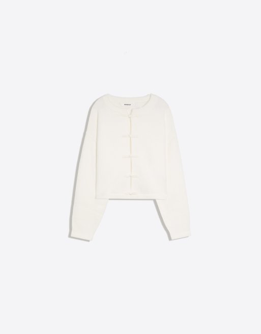 Bershka gilet à col rond avec fermoirs en écru, 5 de 5