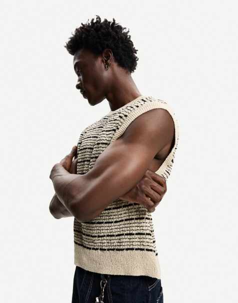 Bershka - Gilet bianco e nero a righe - view 1