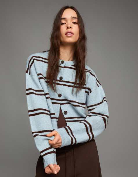 Bershka - Gilet boutonné à rayures - Bleu - view 1