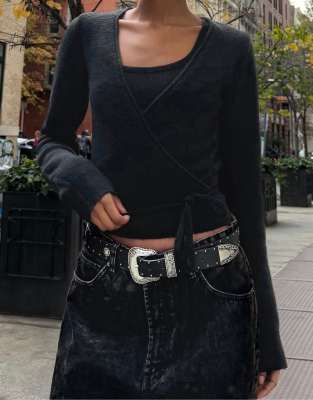 Bershka - Gilet cache-caur - Noir