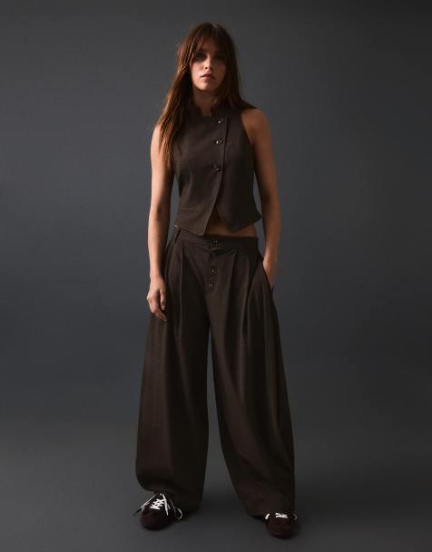 Bershka gilet croisé boutonné marron - view 1