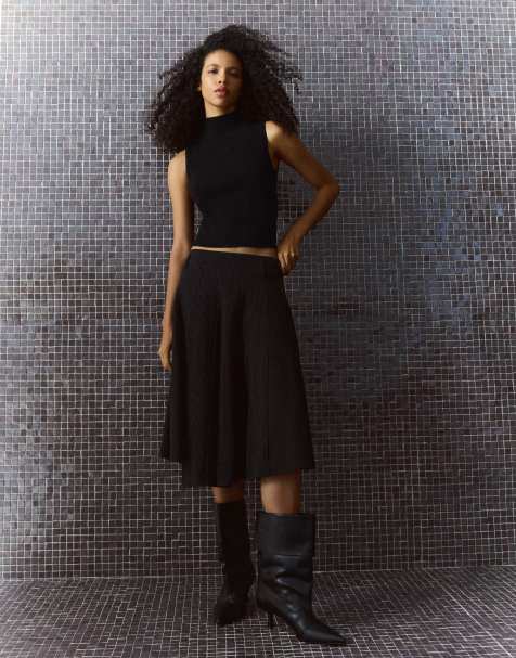 Bershka gilet en maille à col montant noir - view 1