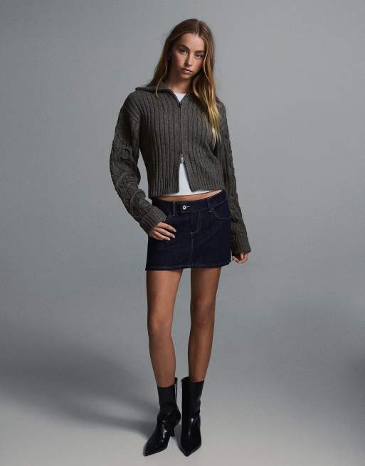 Bershka - Gilet en maille à fermeture éclair - Gris, 2 de 4