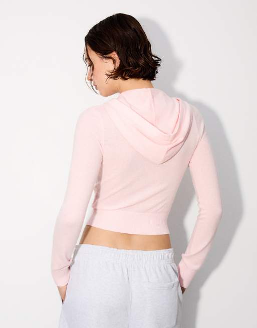 Bershka gilet fin à capuche rose, 3 de 6