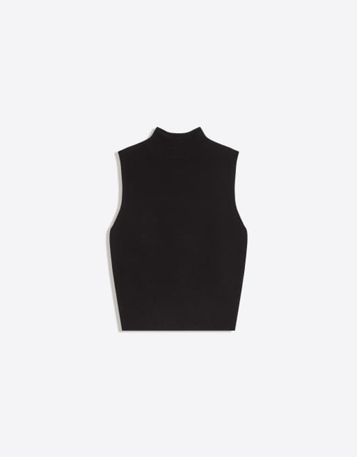 Bershka gilet in maglia con collo alto nero, 5 di 5