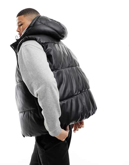 Bershka - Gilet in pelle sintetica nero, 4 di 4