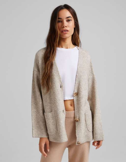 Bershka - Gilet oversize d'ensemble - Beige 
