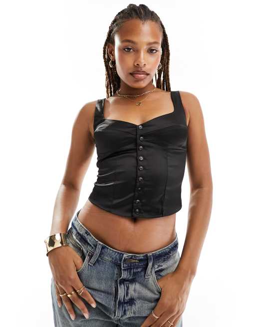 Bershka - Gilet sartoriale in raso nero
