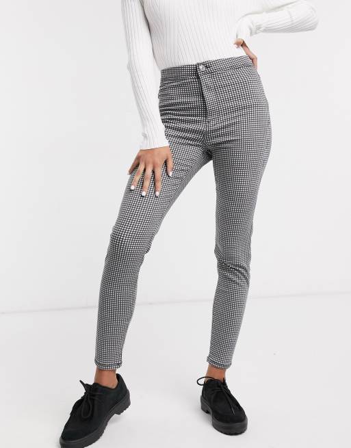 Skinny gingham hot sale trousers