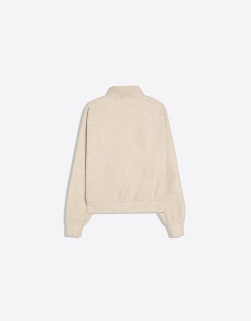 Bershka giubbotto bomber squadrato con zip color pietra, 5 di 5