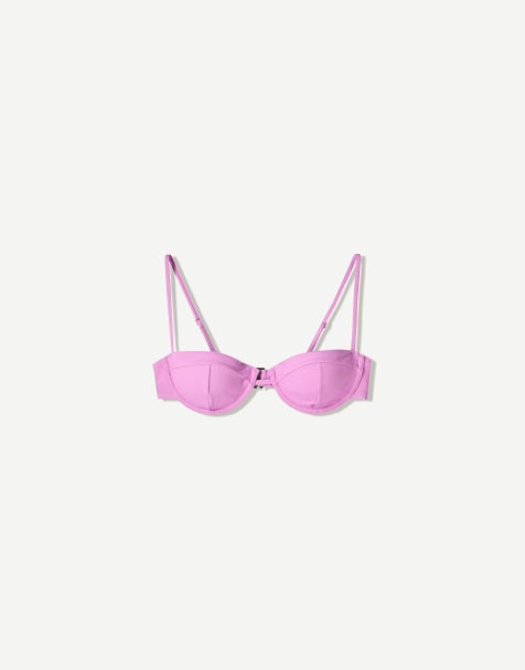 Bershka - Glinsterend bikinitopje met cups in paars - view 1