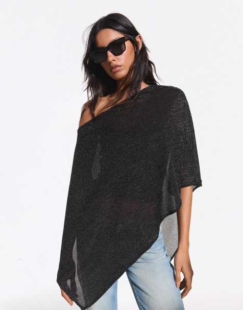 Bershka - Glinsterende cape in zwart - view 1