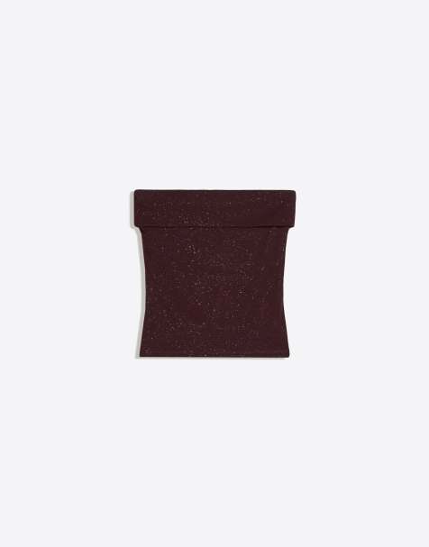 Bershka Glitter bandeau top in black - view 1