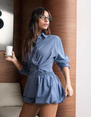 Bershka - Globe - Skort in Marineblau mit Print