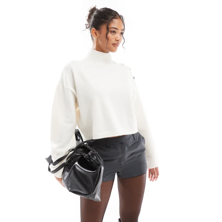 トップス ENFOLD highneck slit pullover BEAUDRM Women's Cold Shoulder Sweater Sexy Turtlneck Cut Out