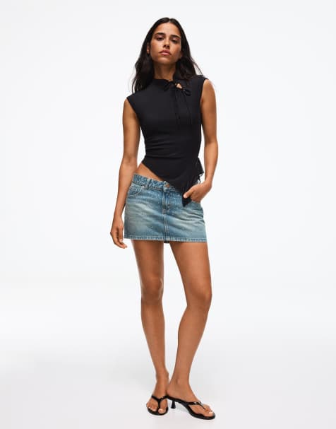 Bershka gonna di jeans con strass blu - view 1