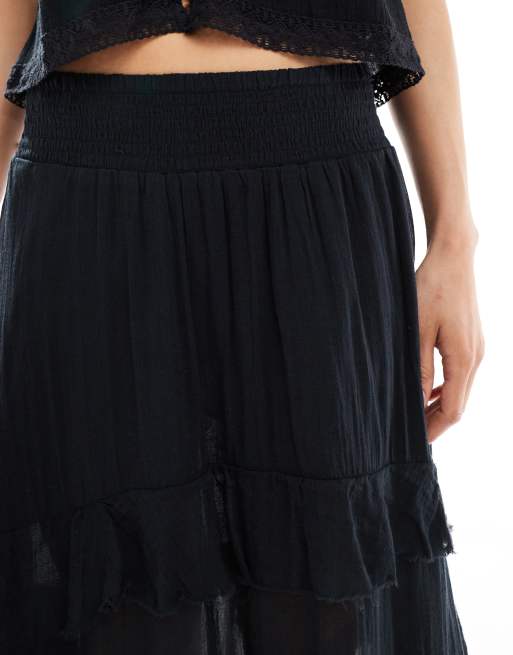 Bershka - Gonna lunga nera a balze , 5 di 5