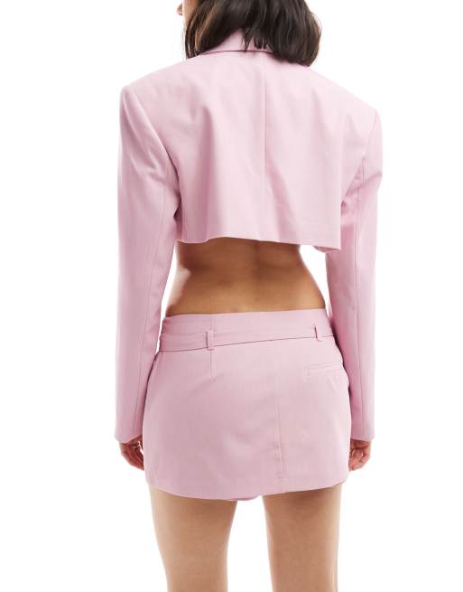 Bershka Gonna pantalone rosa con cintura in coordinato