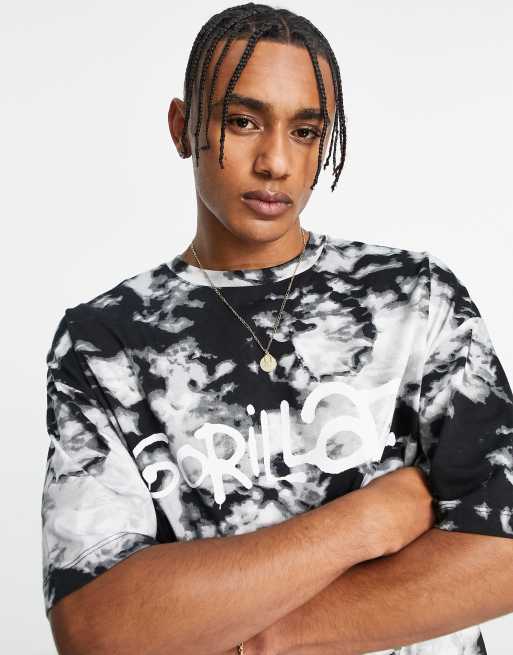 Bershka gorillas tie dye t shirt in gray