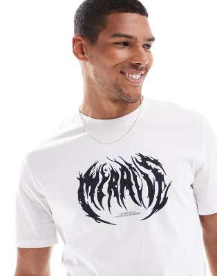 Bershka Bershka gothic front printed t-shirt in white