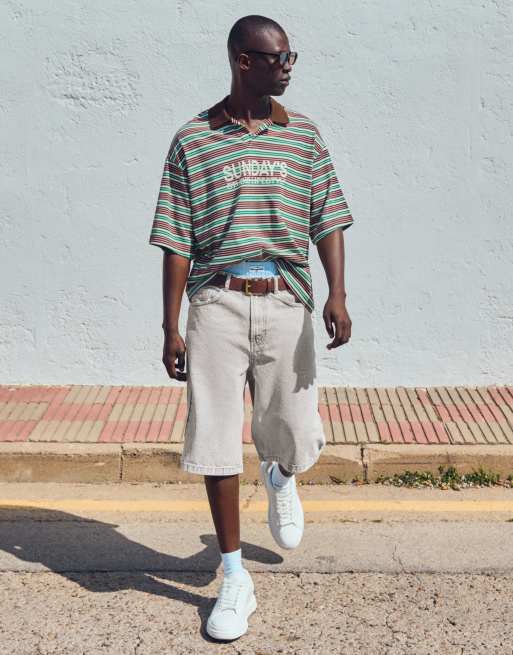 Bershka - Grå baggy bermudashorts i denim, 2 af 4