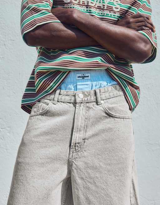 Bershka - Grå baggy bermudashorts i denim, 4 af 4