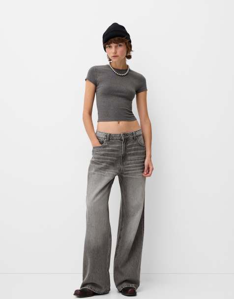 Bershka – Grå baggy jeans - view 1