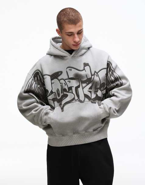 Bershka - Grå hættetrøje med print - view 1