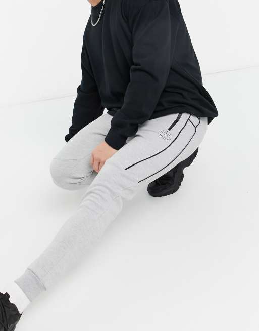 Bershka - Grå joggingbukser i piqué med reflekterende striber, 4 af 4
