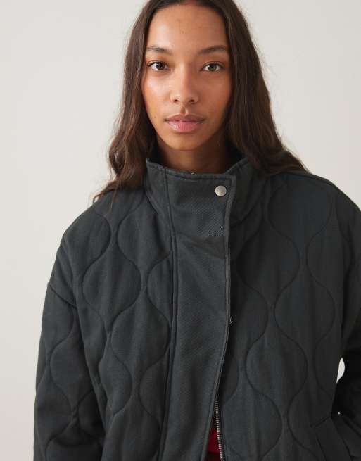 Bershka - Grå kabelstrikket jakke med broderi, 2 af 4