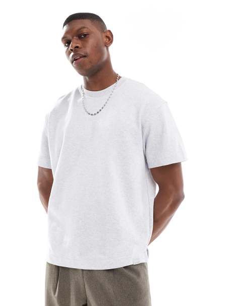 Bershka – Grå, kraftig t-shirt i oversize - view 1
