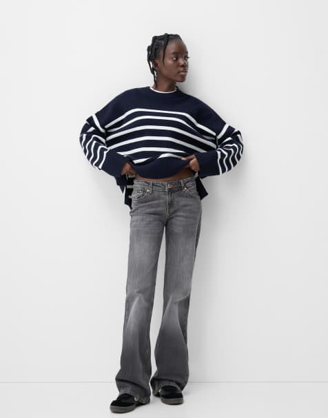 Bershka - Grå lavtaljede bootcut-jeans - view 1