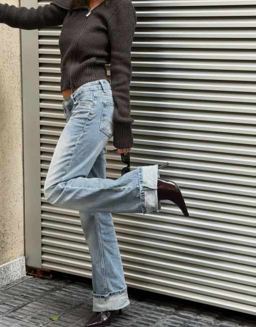 Bershka – Grå och svart, stickad jacka med asymmetrisk dragkedja, 2 av 5
