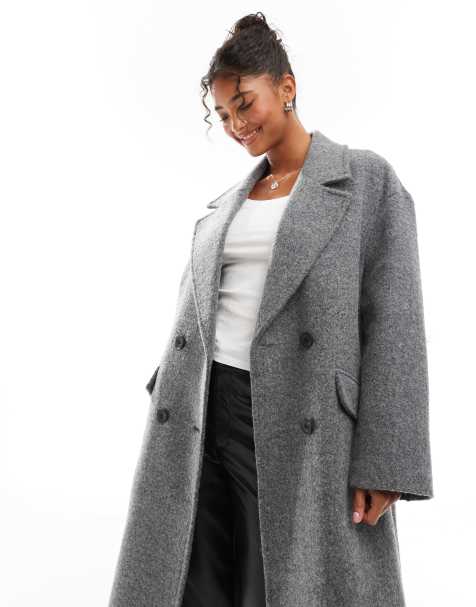 Bershka – Grå, slouchy och figursydd kappa - view 1