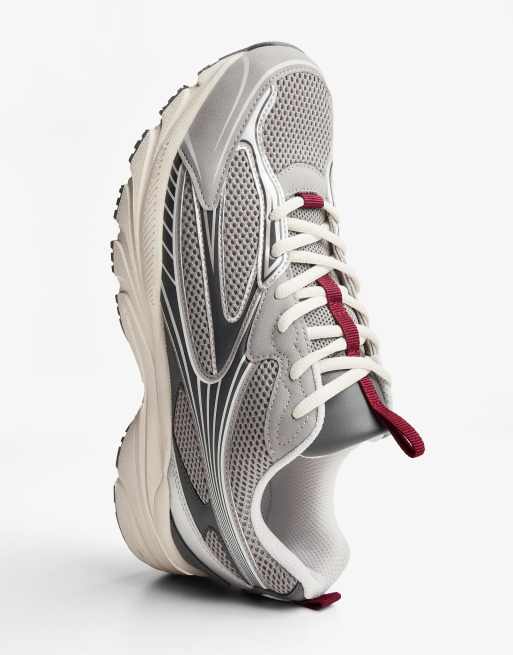 Bershka – Grå sneakers med paneler, 3 av 4