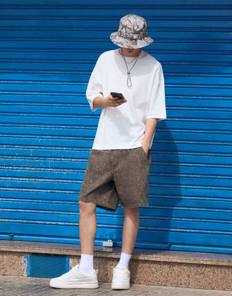 Bershka - Grå/sorte posede bermuda-shorts med gennemgående print - view 1