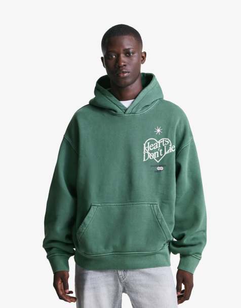 Bershka – Grå sweatshirt med tryck och blekt effekt - view 1