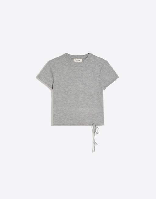 Bershka – Grå t-shirt med korta ärmar och rund halsringning, 5 av 6