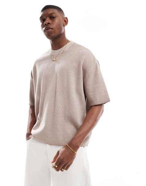 Bershka – Gråblekt, våfflad t-shirt - view 1