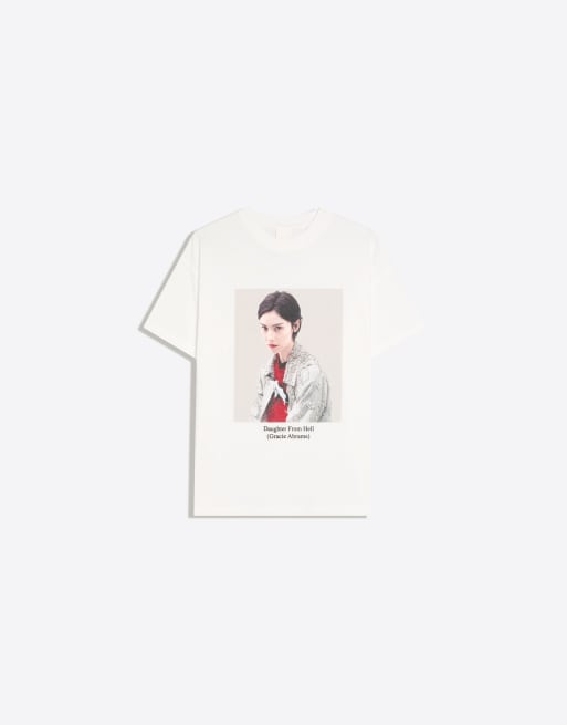 Bershka Gracie abrams short sleeve oversize t-shirt in white, 5 of 5